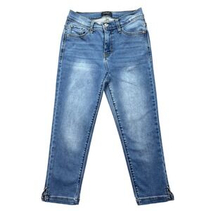 Curve Appeal‎ Denim Jeans Ankle Slit Hem High Rise Medium Wash Sz 2/26 Fits 25"